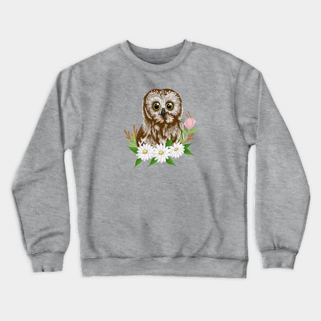 Owl with flowers-coloured Crewneck Sweatshirt by AbigailBrown